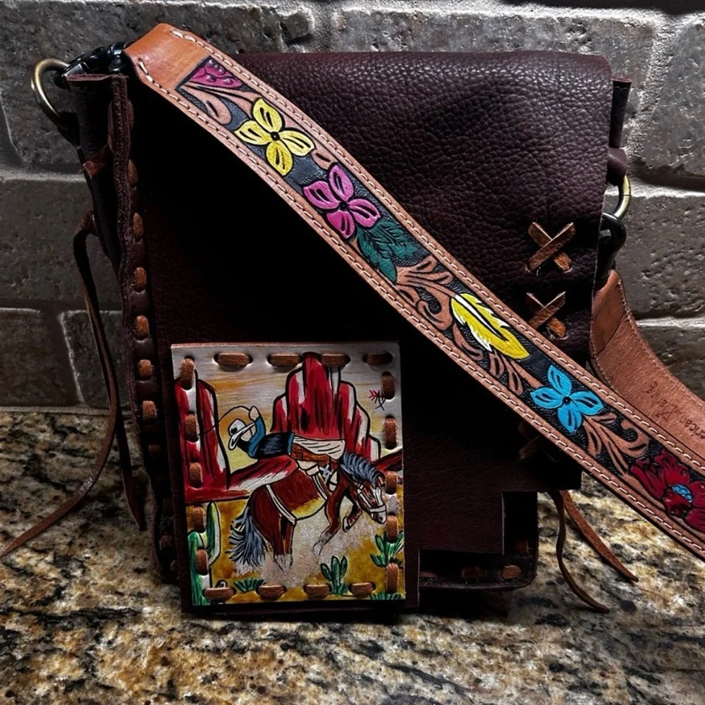 American Darling leather western crossbody, belt strap | offer in description